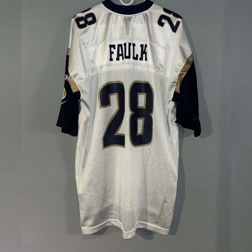 St Louis Rams Marshall Faulk #28 Throwback Reebok NFL Football Jersey Mens XL